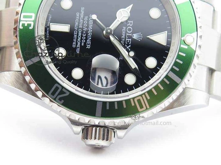 0204 SoftTouch Submariner 16610LV SS Green Metal Bezel JF 1:1 Best Edition Black Dial On SS Bracelet SH 3755